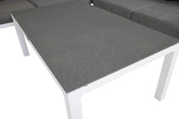 Copacabana hjørnesofa med sofabord - hvid alu / grå