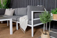 Copacabana hjørnesofa med sofabord - hvid alu / grå