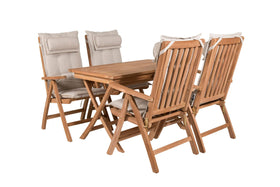 Table à manger Kenya 120*70*H75 - teck + Chaise de jardin Kenya 5 positions - teck
