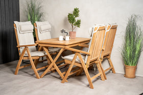 Table à manger Kenya 120*70*H75 - teck + Chaise de jardin Kenya 5 positions - teck