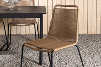 Modena spisebord 200*100 - sort + Lindos spisebænk - sort alu / latte rep