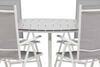 Break spisebord 150ø - hvid / grå / alu / aintwood + Break 5:pos spise stol - hvid / grå