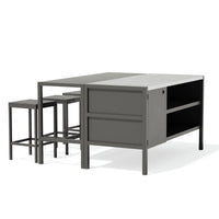 Umami modul 3 med barbord og 3 barstole, sort/rustfrit