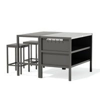 Umami modul 2 med barbord og 2 barstole, sort/rustfrit