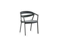 Slit matstol med dyna - svart / grå / aluminium