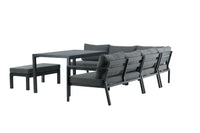 Ramos hjørnesofa med sofabord - sort / grå / alu