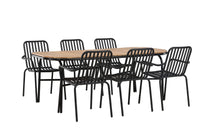 Holmbeck spisebord 200*95 - sort / akacie + Peking spise stol - sort / alu