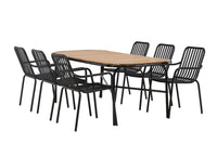 Holmbeck spisebord 200*95 - sort / akacie + Peking spise stol - sort / alu