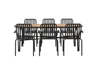 Holmbeck spisebord 200*95 - sort / akacie + Peking spise stol - sort / alu