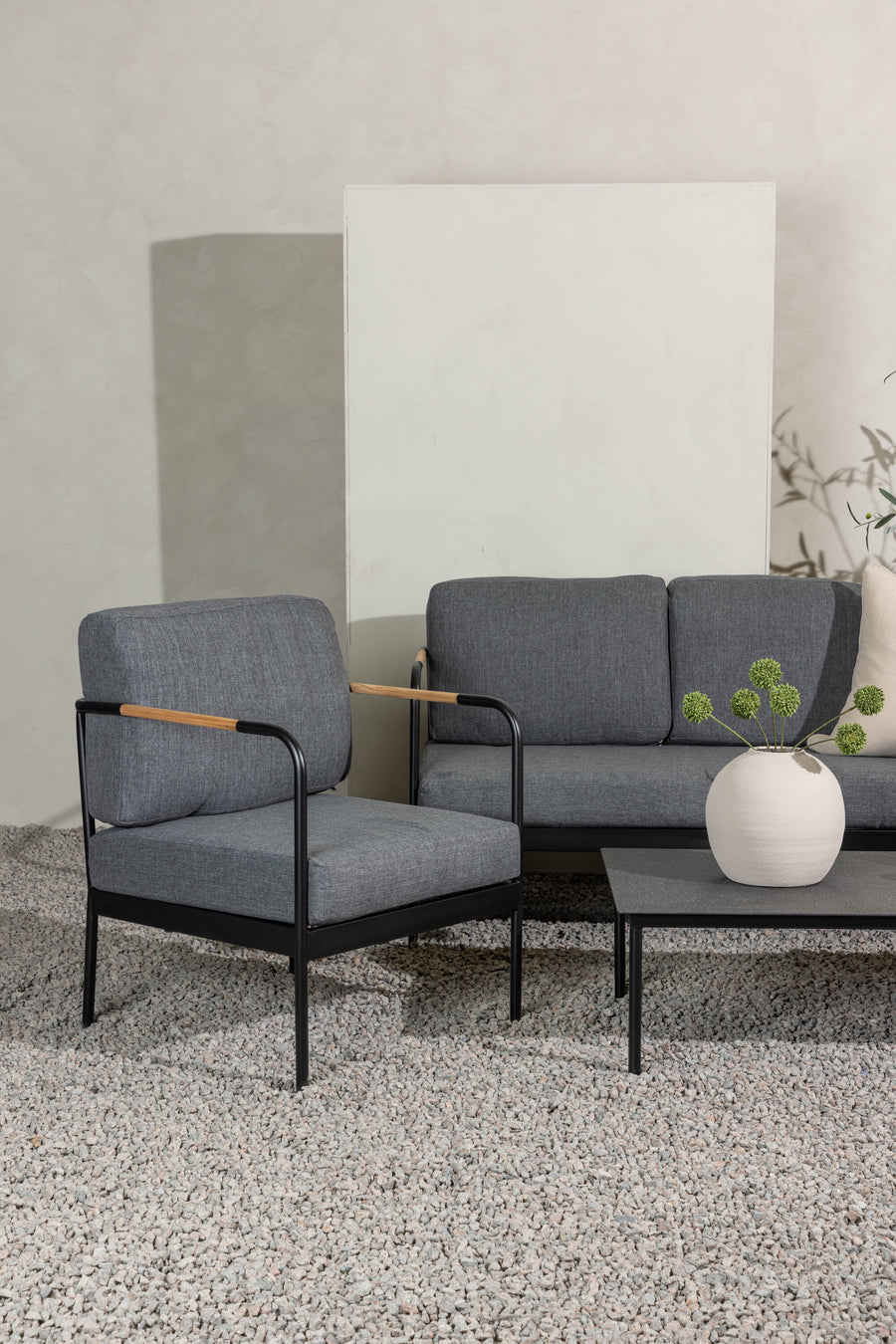 Pehnna Sofaset Loungeset Steel - Black / Dark grey
