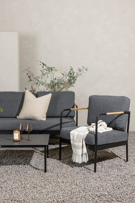 Pehnna Sofaset Loungeset Stål - Svart / Mørkegrå 
