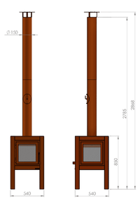 QUARUBA L vedkamin - Fyra glas