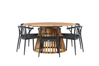 Tucumán spisebord ø120 - akasie + Stina spisestol - svart / alu