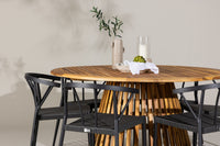 Tucumán spisebord ø120 - akasie + Stina spisestol - svart / alu