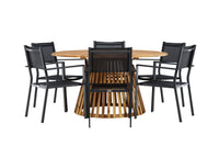 Tucumán spisebord ø120 - akacie + Copacabana spise stol - sort / sort