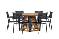 Tucumán spisebord ø120 - akacie + Copacabana spise stol - sort / sort