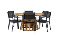 Tucumán spisebord ø120 - akacie + Copacabana spise stol - sort / sort