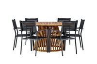 Tucumán spisebord ø120 - akacie + Copacabana spise stol - sort / sort