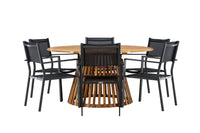 Tucumán spisebord ø120 - akacie + Copacabana spise stol - sort / sort