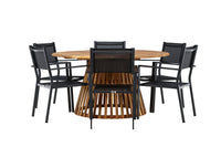 Tucumán spisebord ø120 - akacie + Copacabana spise stol - sort / sort