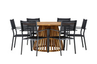 Tucumán spisebord ø120 - akacie + Copacabana spise stol - sort / sort