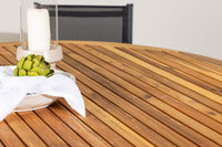 Tucumán spisebord ø120 - akacie + Copacabana spise stol - sort / sort