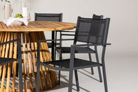 Tucumán spisebord ø120 - akacie + Copacabana spise stol - sort / sort