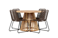 Lumpur spisebord rundt ø110 - akacie / teaklook - Lindos spisebænk Aluminium - sort