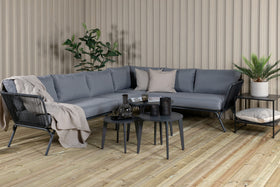 ROXO Hörngrupp med soffbord svart/grå