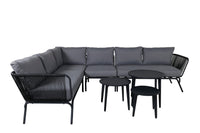 ROXO Hörngrupp med soffbord svart/grå