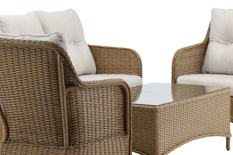 Vikelund sofagruppe med sofabord - natur / beige