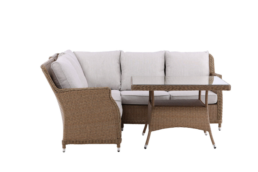 Vikelund hjørnesofa med sofabord - natur / beige