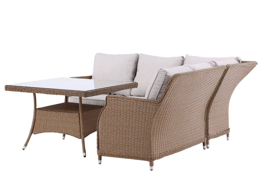 Vikelund hjørnesofa med sofabord - natur / beige