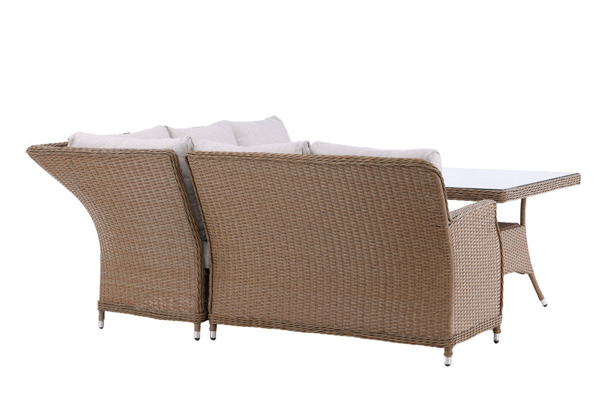 Vikelund hjørnesofa med sofabord - natur / beige