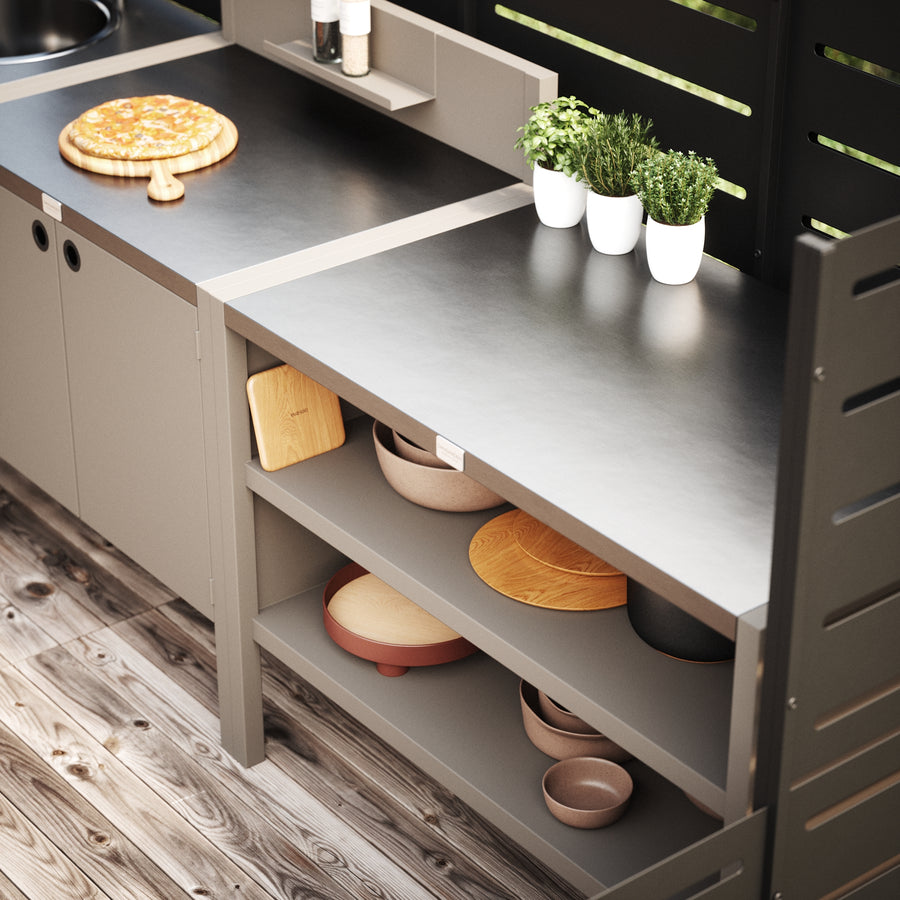 UMAMI utekökspaket, vaskmodul, modul 1 och modul 2, beige / rostfri