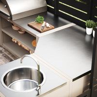 UMAMI udekøkkenpakke, vaskmodul, hjørnemodul, modul 3, beige / rustfrit