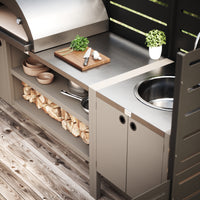 UMAMI udendørs køkkenpakke, vaskemodul samt modul 3, beige/rustfrit