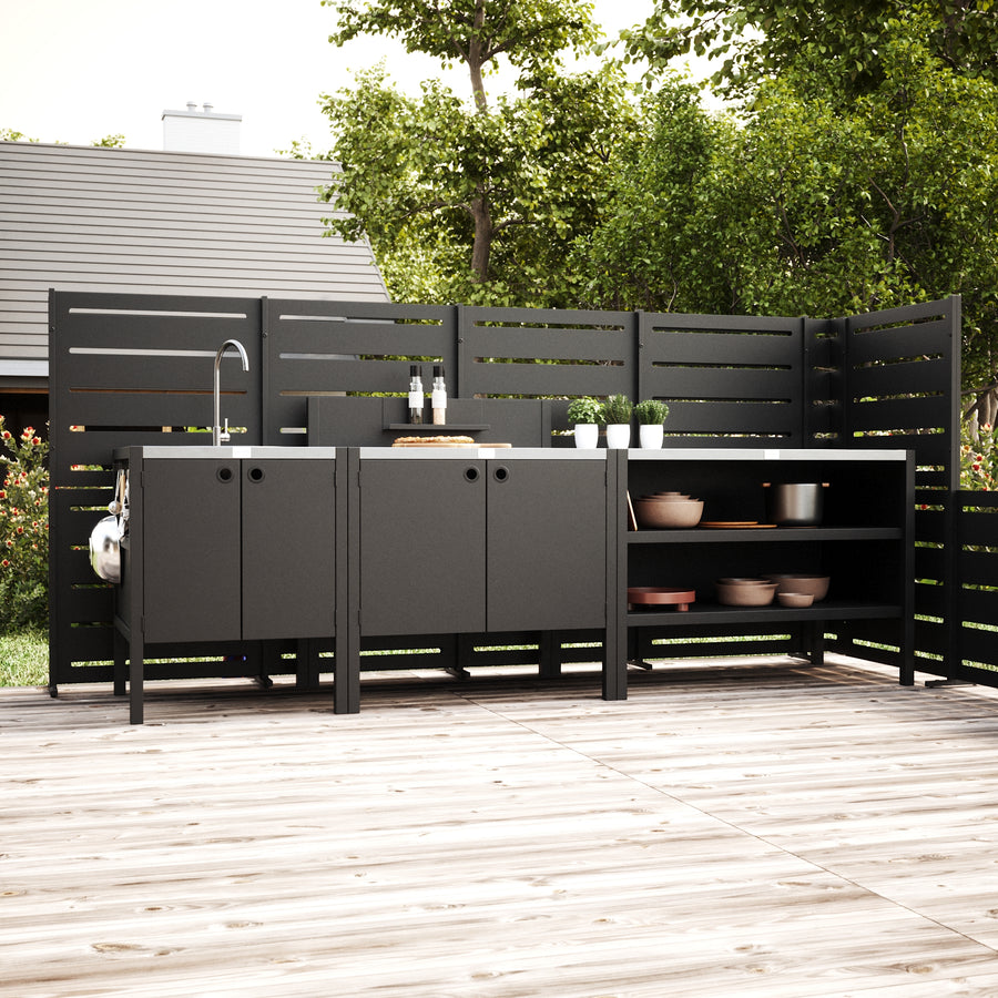 UMAMI udekøkkenpakke, vaskemodul, modul 1 og modul 2, sort / rustfrit