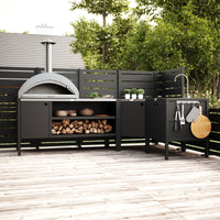 UMAMI udekøkkenpakke, vaskmodul, hjørnemodul, modul 3, sort / rustfrit