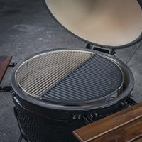 Dobbeltstående grill og stegeplade i støbejern