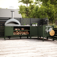 UMAMI udekøkkenpakke, vaskemodul, hjørnemodul, modul 3, grøn / rustfri