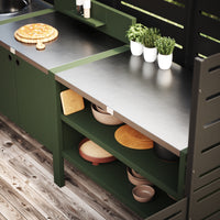 UMAMI udekøkkenpakke, vaskemodul, modul 1 og modul 2, grøn / rustfri