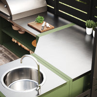 UMAMI udekøkkenpakke, vaskemodul, hjørnemodul, modul 3, grøn / rustfri