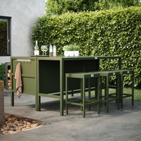 UMAMI barbord 172cm med 6 barstole, grøn