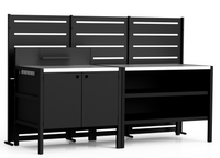 RAMA indsyningsskærm 3 sektioner høj, sort, L240 x D30 x H153 cm