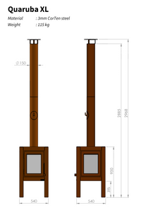 QUARUBA XL vedkamin - Fyra glas