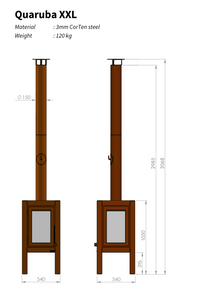 QUARUBA XXL vedkamin - Fyra glas