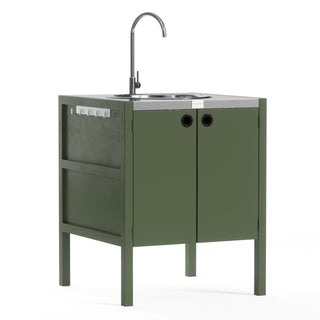 UMAMI udendørskøkkenpakke, vaskemodul samt modul 3, grøn / rustfri