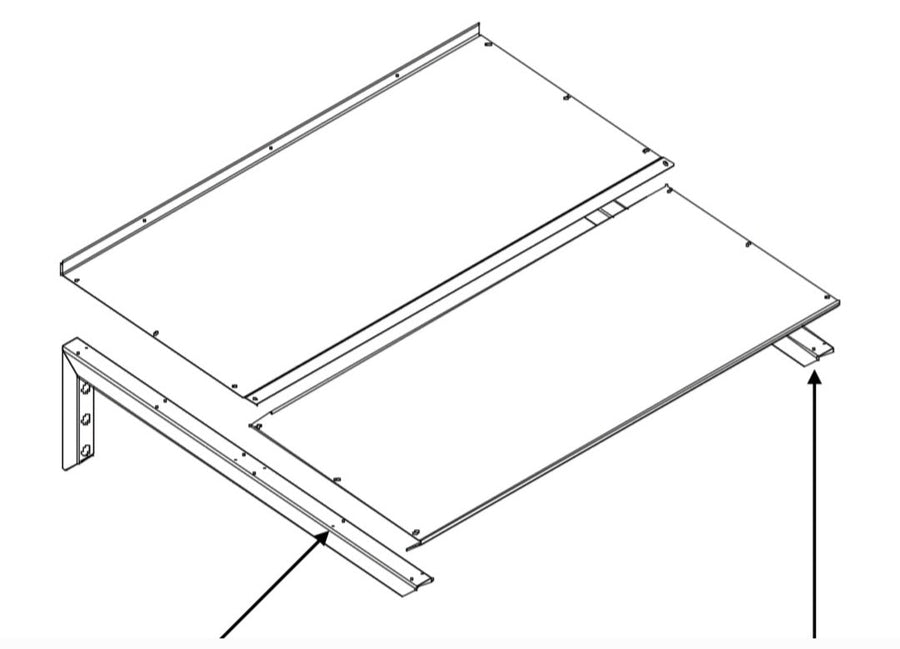 MODERN entrétak, L390 x D85 x H27,5 cm, grå