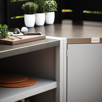 UMAMI ensemble cuisine extérieure, module évier, module d’angle, module 3, blanc / inox